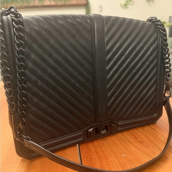 Rebecca Minkoff Chevron Quilted Jumbo Love Crossbody – Black “NWT - minor wear” - Picture 6 of 15
